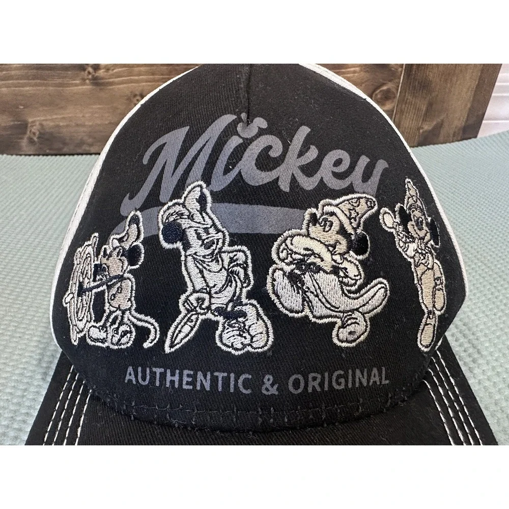 VTG Y2K Disney Mickey Mouse Classic‎ Black Authentic Baseball Cap Hat Strapback